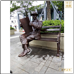 步行街座椅看報人物雕塑鑄造廠